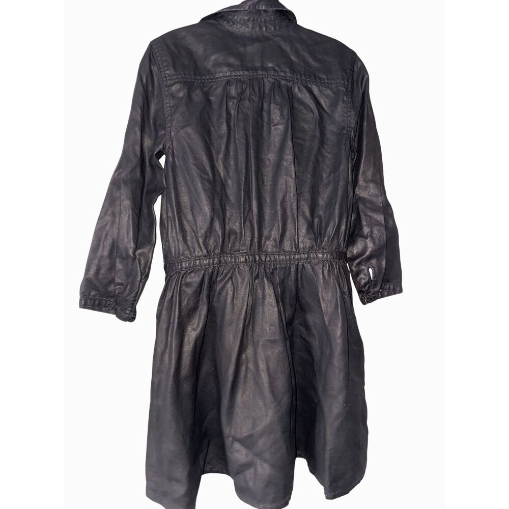 Small Black label levi's Long sleeve Button-Up Dress Pockets coated denim Elasti - Picture 6 of 7